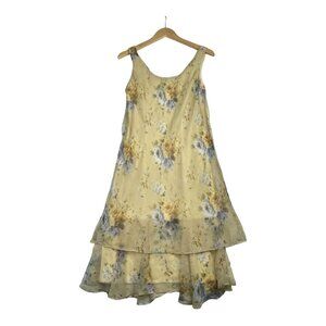 MSK Vintage Floral Print FairyCore Sleeveless Dress size 10‎ Yellow